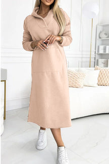 Robe longue décontractée de couleur unie pour femmes, avec capuche, assortie avec tout, en automne et en hiver